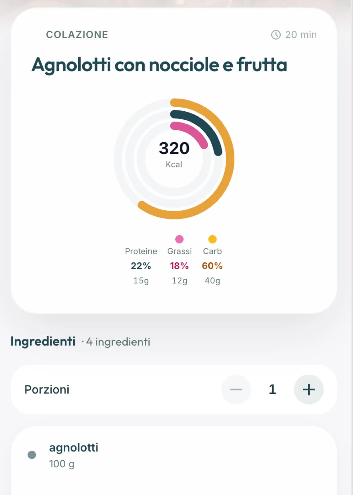 Schermata Ricette e Spesa di Salus