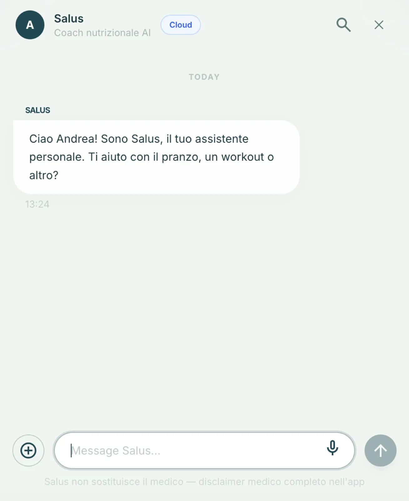 Schermata del Coach AI Salus in conversazione