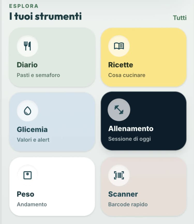 Schermata Glicemia e Salute di Salus con grafico e medie